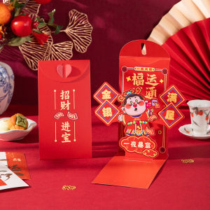 2026 Year of The Horse Celebration 3D Folding Red Envelope God of Wealth Lucky Money Red Pocket for New Year Gift