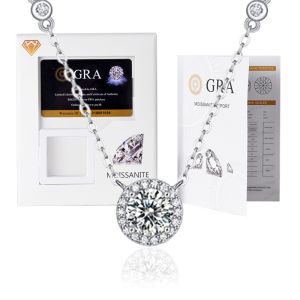 LOVETIA 1.0 Ct Kalung Moissanite Perak Asli 925 Fashion Temperamen Wanita Sertifikat GRA BTXL013