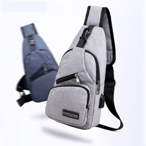 DM Mens Sling Chest Bag USB Port Crossbody Bags Beg Silang Handbag Beg Sandang Men Water Resistant Travel Shoulder College Student CB006