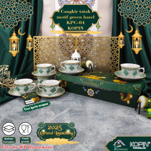 Gift Edisi Lebaran/Idul Fitri 6 pasang cangkir lebaran set + lepek morif masjid ramadhan series 235ml / tea set cup and saucer porcelain KPC-03