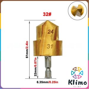 Klimo PPR Lifting Drill Water Pipe Connection Tool 20/25/32mm Hexagon Shank Titanium Coated Stepped Drill