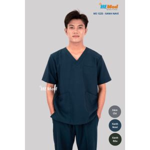 Bộ 𝐒𝐜𝐫𝐮𝐛𝐬 NAM MÀU XANH NAVI - Chất cotton mềm mại không nhăn thoáng mát dành cho bác sĩ