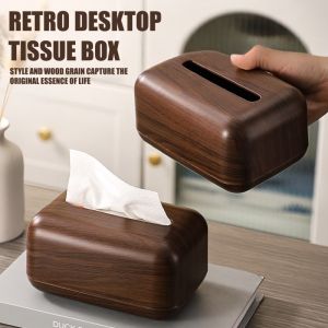 Vintage Tissue Box with Spring Holder Desktop Napkin Toilet Paper Wet Wipes Storage Organizer