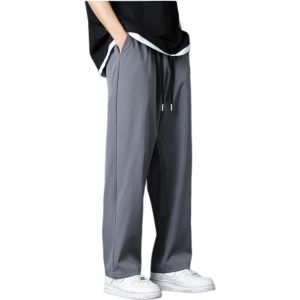Plain Loose Breathable Mesh cloth Elastic waist Straight pants M-5XL