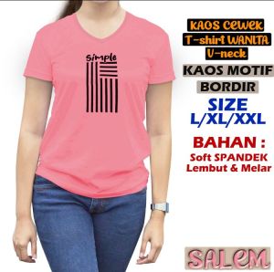 KAOS WANITA V-NECK L-XL-XXL BORDIR ATASAN WANITA TSHIRT WANITA BORDIR