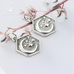 [HCM]Charm S925 lục giác hình trăng và sao treo 18.7x14.2mm - NQ Jewelry