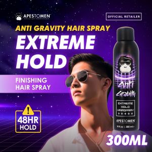 Apestomen Anti-Gravity Hair Spray 300ml | 48Hour Extreme Hold | No Flaky Residue | Easy Wash Off