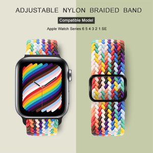 Braided Solo Loop Nylon Strap Adjustable Elastic Band - Series 1/2/3/4/5/6/SE/7