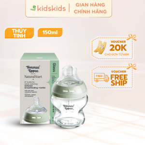 Bình sữa thuỷ tinh ty siêu mềm tự nhiên Tommee Tippee Closer to Nature 150ml núm ty đi kèm 0-3 tháng