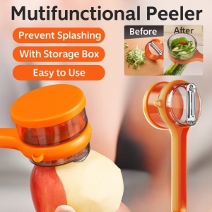 Stainless Steel Multifunctional Peeler with Storage Case Vegetable And Fruit Skin Peeling Cutter Splash Proof Kitchen Tool