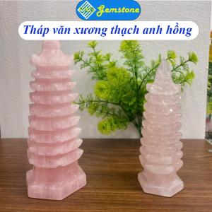 Tháp Văn Xương PAG Đá Thạch Anh Hồng Tự Nhiên - Vật Phẩm Phong Thuỷ Để Bàn