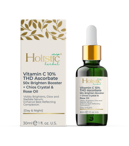 Holistic Herbal - Vitamin C 10% THD Ascorbate 50x Brighten Booster + Chios Crystal & Rose Oil | Vitamin C Serum for Face Skin | Whitening Serum | Glow & Radiate Skin Enhance Best Reflecting Complexion | 30 ml - Day & Night