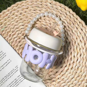 Meet beauty แก้วน้ำเก็บอุณหภูมิ แก้วกาแฟ  สามารถใส่ได้หลากหลายสำหรับเครื่องดื่ม พร้อมการออกแบบแก้วที่สวยงาม มีหลอดแก้วและฝาเปิด/ปิด และที่หิ้ว