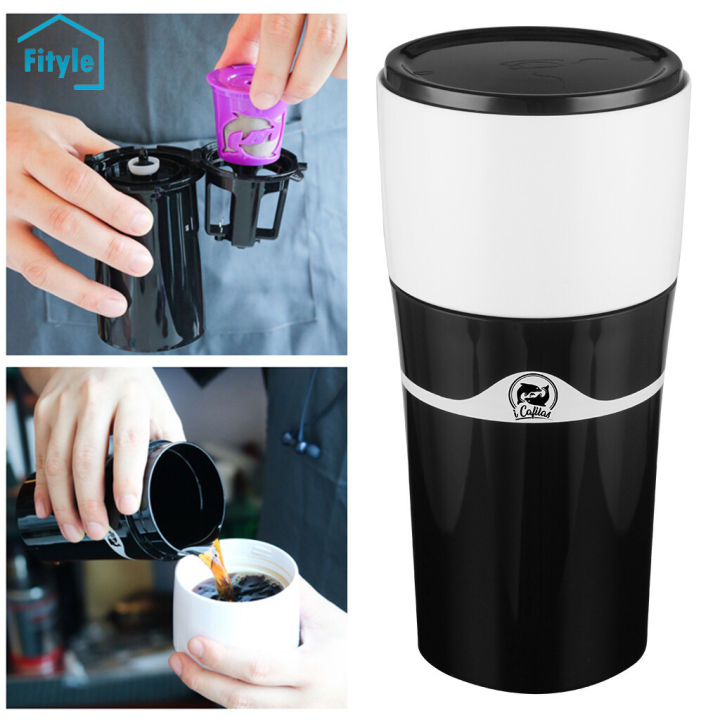 Fityle Portable K-Cup Drip Coffee Maker Travel Mug Mini Espresso