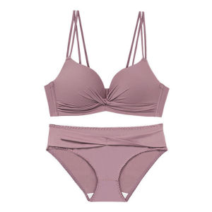 INTIMA Bra dan Panty Set untuk wanita Push Up Bra dengan Foam dada kecil pakaian tanpa wayar lancar Lingerie kecantikan kembali Brallete dan Panty mudah Terno