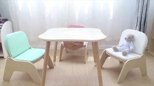 【LDIES】Kids table and chair wood childrens round table study solid wood creative square table wood color toy household multi-function game