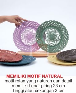 5 lusin Paket hemat Piring anyaman rotan Plastik 60 PCS / piring plastik / piring anyam