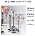Giá úp ly/cốc inox xoay 360 độ_Cực sang trọng. 