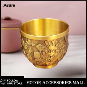 💖💓【Special price】💖💓Asahi Motor ชามฟู่ทองเหลืองสำหรับตกแต่งโต๊ะนำโชคถ้วยดื่มทองเหลืองแกะสลักด้วยมือของขวัญชิ้นโลหะ