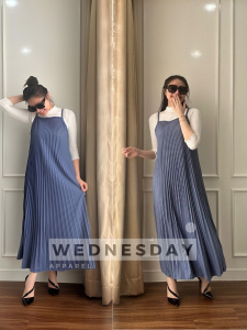 Inner Maxi Dress Plisket Mayung Tali / Dress Panjang Polos Plisket / Inner Plisket / Dress Mayung / Dress Plisket / Inner Pleated Dress