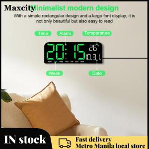 LED Digital Alarm Clock Boarderless Wall-mounted Clock Temperature/Date Display Desk Alarm Clock Multifunctional for Home Office