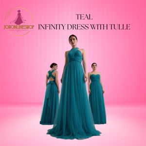 Teal Blue Infinity Dress with Tulle for Formal Events