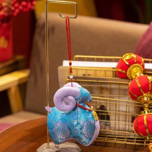 JIANZ Traditional Plush Lamb Doll Pendant 2027 Year of The Sheep Full Stuffed Sheep Mascot Doll Toy Cute Hand Sewn Zodiac Goat Figurine Spring Festival