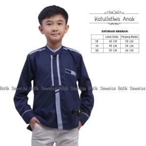 Baju Koko Anak El Rumi Laki - Laki Umur 8 -14 Tahun Motif Khatulistiwa