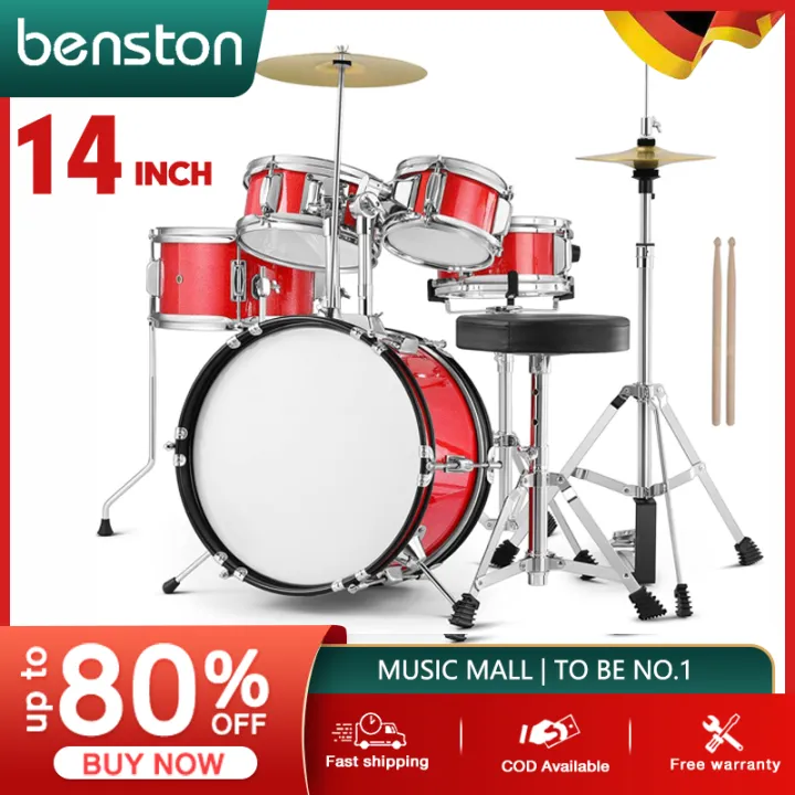 Minsine Kids Drum Sets 5-Piece for Beginners,14 inch Junior Drum