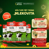 Combo 4 Hộp Sữa Tươi Tiệt Trùng Mlekovita Nguyên Kem Không Đường | Hộp 1L - nhập khẩu chính hãng từ Ba Lan phù hợp với trẻ em trên 1 tuổi.