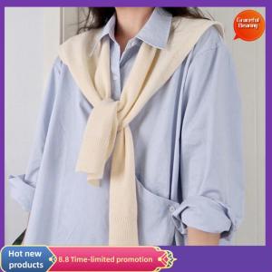 Graceful Korean Knitted Shawl Air-conditioned Room Female Blouse Shoulders Collar Cape Knotted Scarf Solid Color Neck Guard Scarve