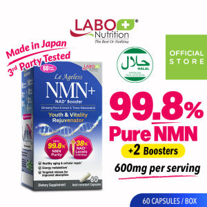 LABO Nutrition Le Ageless NMN 600mg with NAD+ Boosters Ginseng Extract & Trans-Resveratrol Supplement - Youth & Vitality Rejuvenator for Cellular Repair Anti Aging Heart Health Energy Metabolism Brain & Memory Antioxidants Sleep Quality • Halal • 60s