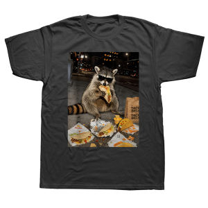 Summer Funny Raccoon Eating Taco Meme Fashion vintage Summer Style Cotton Short Sleeve Oversized T-shirt Tops
