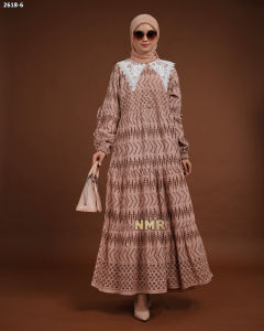 NMR Midi Dress Katun Bordir Bolong Kerah Renda Vol 2618-6