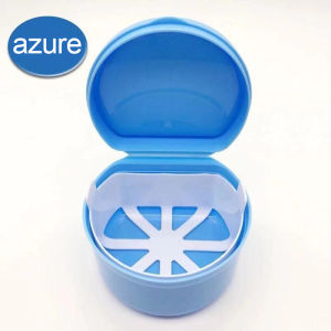 Denture Bath Box Case Safe Cleaning Case False Teeth Storage Box with Hanging Net Container Portable Orthodontic Storage Case