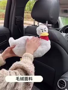 Cute Car Tissue Holder Plush Cartoon Seat Back Armrest Tisu Bag Organizer Aksesori Kereta