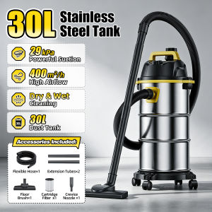 SOARFLY 30L Wet & Dry Vacuum Cleaner 2800W 29kPa Powerful Suction for Cars Garages Workshops & Homes