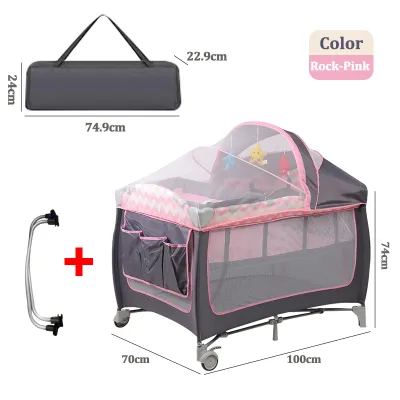 COCOBB Baby Swinging Rocking Crib Foldable With Mosquito Net And Changing Table Childrens Playbed Childrens Playpen