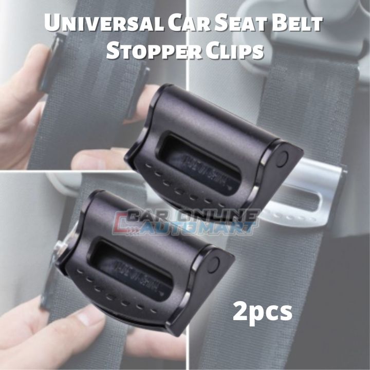 2Pcs Durable Universal Car Seat Safety Belt Clip Stopper Black Safety Adjustable Auto Stopper