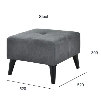MUSE Design MARCO 52x52CM Square Fabric Foot Stool Pouf Ottoman-Light Grey