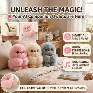 AI Intelligent Companion Pet Toy Interactive Plush Robot Soft Hair Plush Doll Owl Plush Bag Charm Childs Gift 机器狗玩具