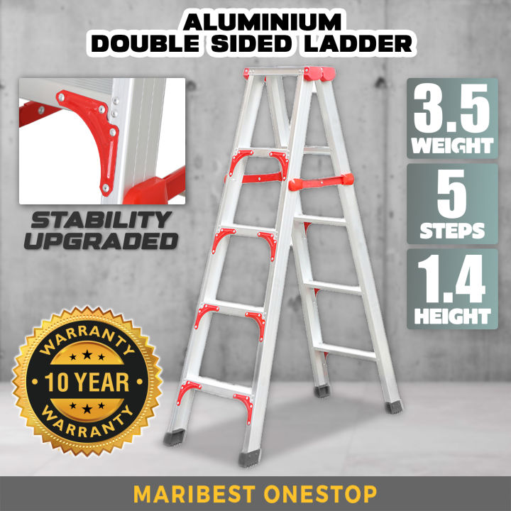 5 Step Ladderman Heavy Duty Aluminium Double Sided Ladder Multi Purpose Ladder Foldable Tangga