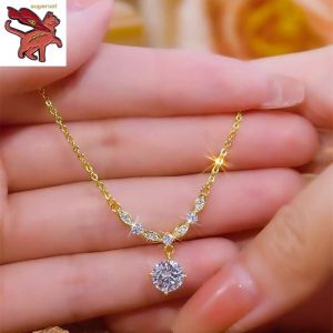 Original 916 Gold Full Diamond Sparkling Clavicular Chain