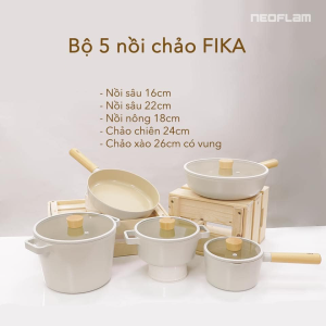 Bộ 5 nồi chảo chống dính Fika Neoflam - Hàn Quốc (03 phương án lựa chọn)