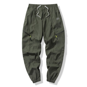 98025#jogger pants makapal na tela cargo pants pocket w/ zipper splicing design explosive style cargo pants