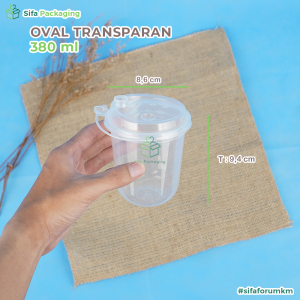 Thinwall Cup Injection Transparan + Tutup Gelas Kopi Plastik Bening Kekinian Oval Tebal Murah isi 25 pcs