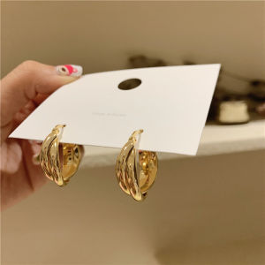 Frascati New Punk Gold Color Metal Cross Hoop Earrings For Women Girls Fashion Circle Ear Accessories Jewelry