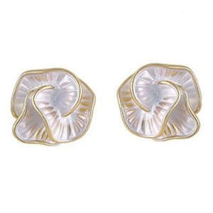 Elegant Temperament White Camellia Flower Ear Studs Elegant Alloy Florals Themed Earrings Handmade Jewelry for Her