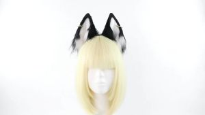 Plush faux fox ears for cosplay events cosplay Handmade animal ear headband cat ear headpiece for live streaming