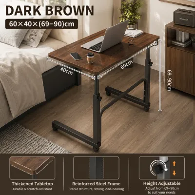 Height Adjustable Laptop Table Mobile Side Table Mobile Laptop Desk Home Office Desk Bed Table With Wheels